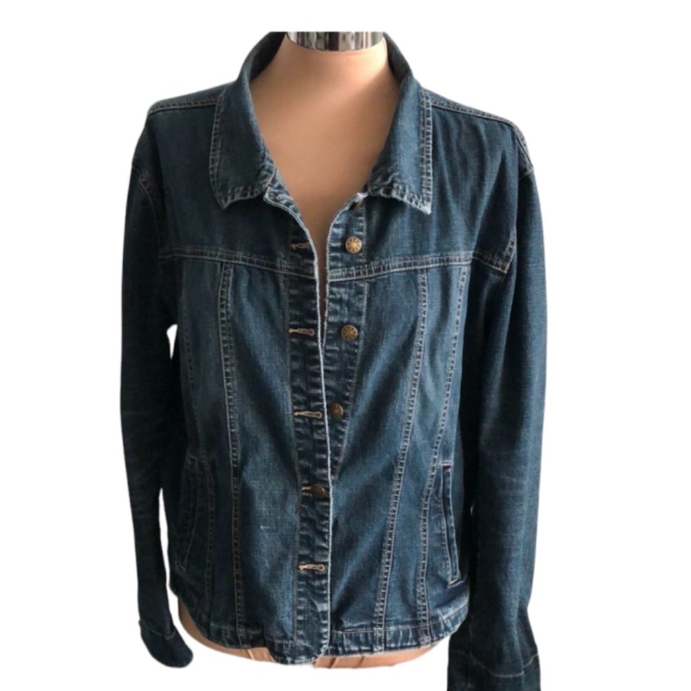 Live a Little Jean's Denim Woman's Stretch Jacket Blue XL